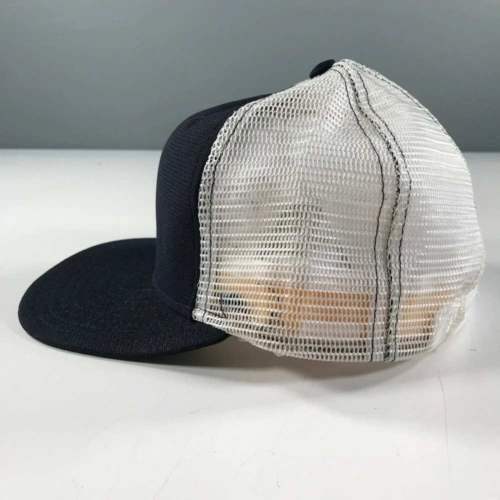 Vintage Navy Blue and White Trucker Hat Boys Youth Size Mesh New Era Pro Model
